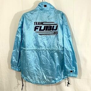 FUBU Pullover Windbreaker Jacket | Light Blue | kids Large | Y2K Streetwear